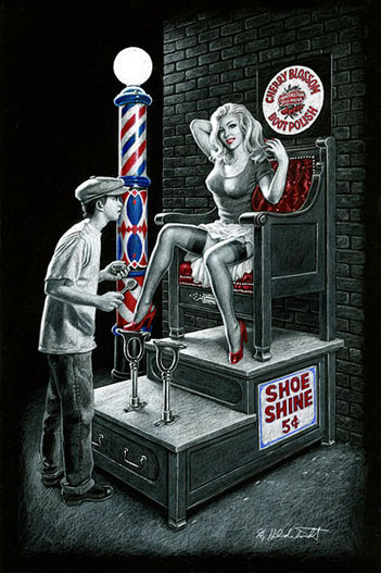 shoe shine pin up black board