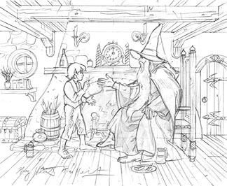 Gandalf and Frodo Sketch, Brothers Hildebrandt