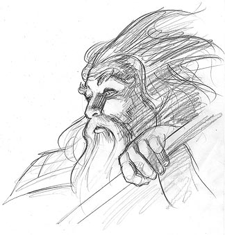 Remarque Sketch - Gandalf D, Greg Hildebrandt