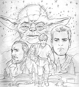 Star Wars Ep.1 Great Big Flap Book Cover Sketch, Greg Hildebrandt