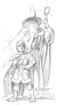 Gandalf & Frodo LOTR Sketch, Brothers Hildebrandt