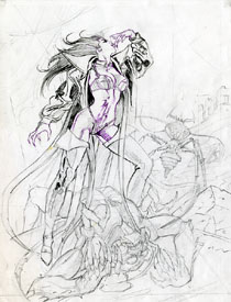 Avenging Angel sketch, Greg Hildebrandt