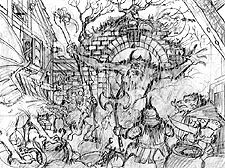 Monster Meeting Puzzle sketch, Greg Hildebrandt