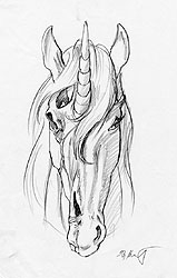 Unicorn head&skull, Greg Hildebrandt