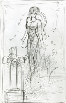 Goth Girl sketch, Greg Hildebrandt