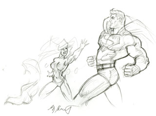Superman Last Goddess of Krypton sketch, Greg Hildebrandt
