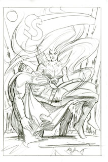 Superman Last Goddess of Krypton CVR sketch, Greg Hildebrandt