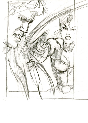 Terry and the Pirates Panel Sketch, Greg Hildebrandt