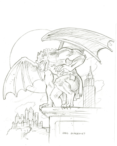 TSO 2009 T-shirt sketch #4 - Gargoyle, Greg Hildebrandt