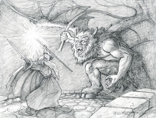 Gandalf versus the Balrog LOTR, Greg Hildebrandt