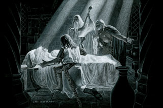 Healing of Eowyn - Black Board, Greg Hildebrandt