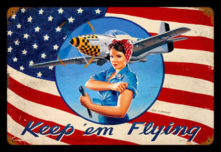 Keep em Flying - Vintage Tin Sign - Large, Greg Hildebrandt