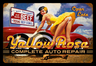 The Yellow Rose of Texas - Vintage Tin Sign - Large, Greg Hildebrandt