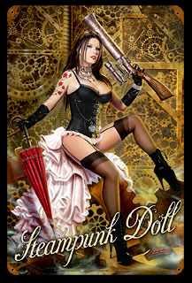 Steampunk Doll - Vintage Tin Sign, Lorenzo Sperlonga