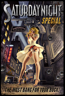 Saturday Night Special - Vintage Tin Sign, Greg Hildebrandt