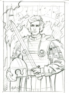 King Arthur cover sketch, Greg Hildebrandt