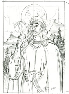 Merlin cover sketch, Greg Hildebrandt