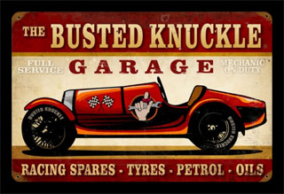 Vintage Car Race BUST027- Vintage Tin Sign, PTS