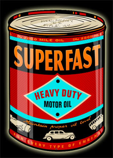 Super Fast Oil Can PS030- Vintage Tin Sign - Shaped, PTS
