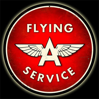Flying A Service PTS107- Vintage Tin Sign - Round, PTS