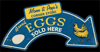 Eggs Arrow PS041- Vintage Tin Sign - Shaped, PTS