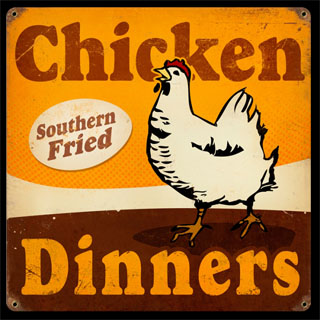 Chicken Dinners PTS055- Vintage Tin Sign, PTS