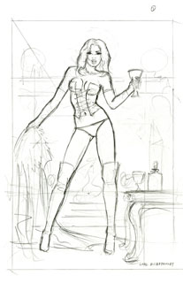 White Queen Commission sketch 1, Greg Hildebrandt