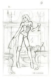 White Queen Commission sketch 3, Greg Hildebrandt