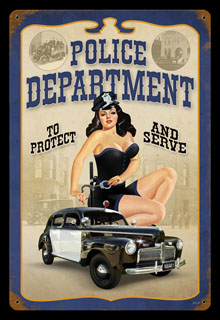 Police Pin Up V518- Vintage Tin Sign, PTS