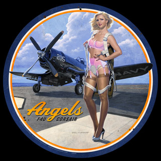 On the Wings of Angels - Vintage Tin Sign - Round - Large, Greg Hildebrandt