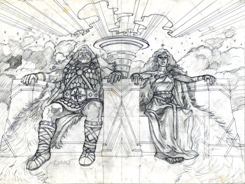 Gods and Goddesses cover sketch, Greg Hildebrandt
