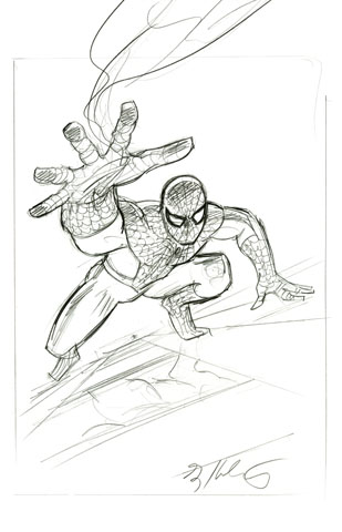 Spider-Man Card sketch, Greg Hildebrandt