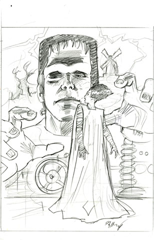 Frankenstein sketch #2, Greg Hildebrandt