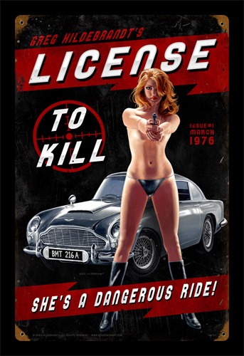 License to Kill - Vintage Tin Sign - Large, Greg Hildebrandt