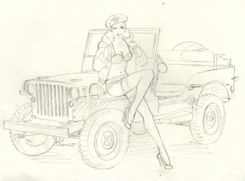 Give a lady a lift? - Sketch #5, Greg Hildebrandt