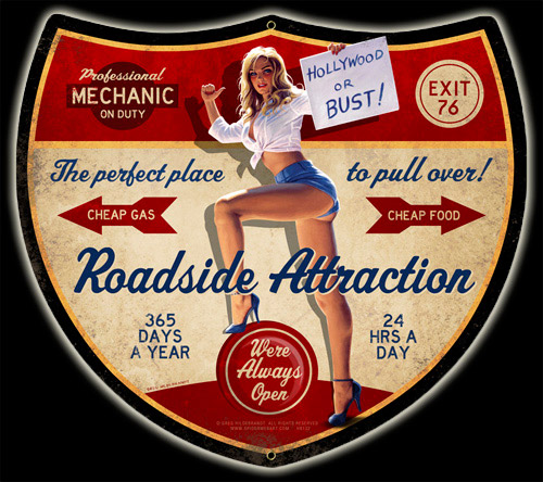 Blonde, White and Blue - Vintage Tin Sign - Shaped, Greg Hildebrandt