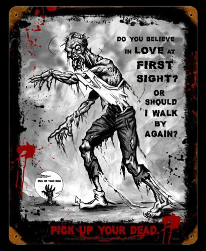Zombie Love at First Sight - Vintage Tin Sign, Mark Romanoski