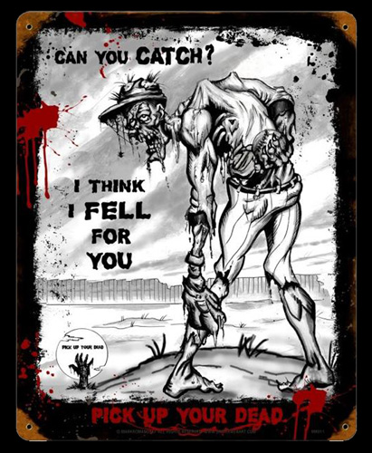 Zombie Catch - Vintage Tin Sign, Mark Romanoski