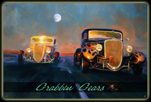 Grabbin Gears - Tin Sign - Large, Tom Fritz