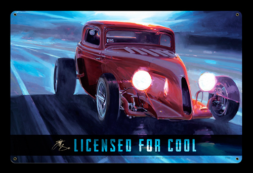 Licensed for Cool - Vintage Tin Sign - Large, Tom Fritz