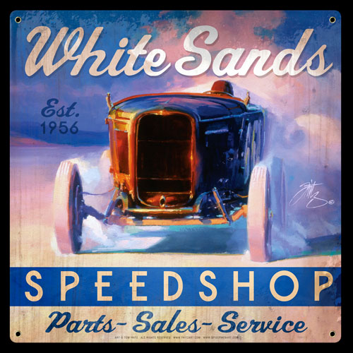 White Sands Speedshop - Vintage Tin Sign, Tom Fritz