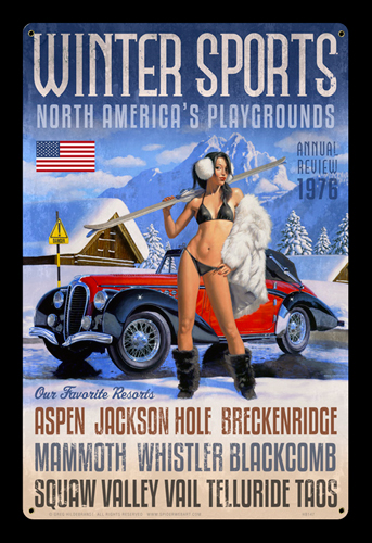 Dangerous Slopes - Vintage Tin Sign - Large, Greg Hildebrandt