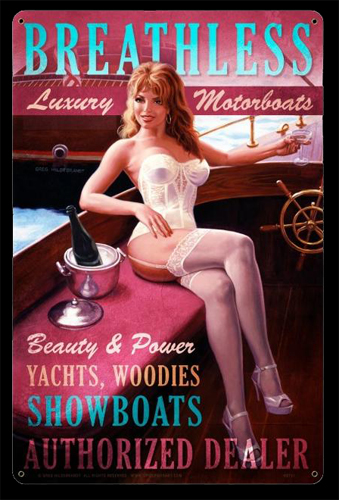 Breathless - Vintage Tin Sign, Greg Hildebrandt