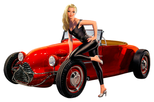 Hot Rod - Vintage Tin Sign - Shaped, Greg Hildebrandt