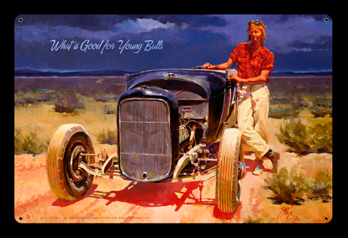 What is Good for Young Bulls - Vintage Tin Sign, Tom Fritz