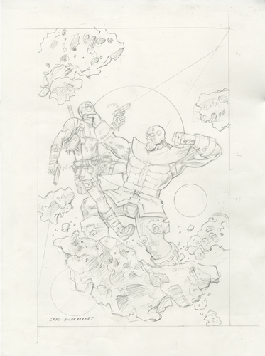 Deadpool v. Thanos - Final Sketch, Greg Hildebrandt
