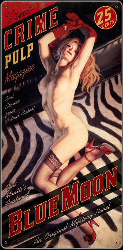 Blue Moon - Vintage Tin Sign - Large, Greg Hildebrandt