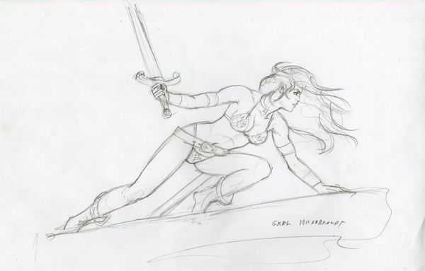 Red Sonja Crawl - Sketch, Greg Hildebrandt