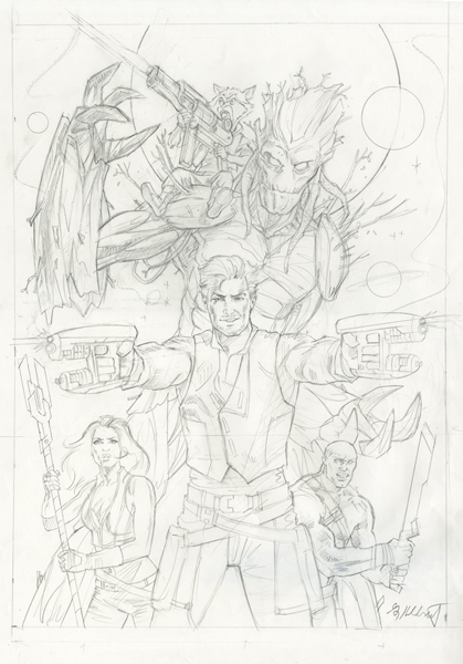 Guardians of the Galaxy - Cover - Final Sketch, Greg Hildebrandt