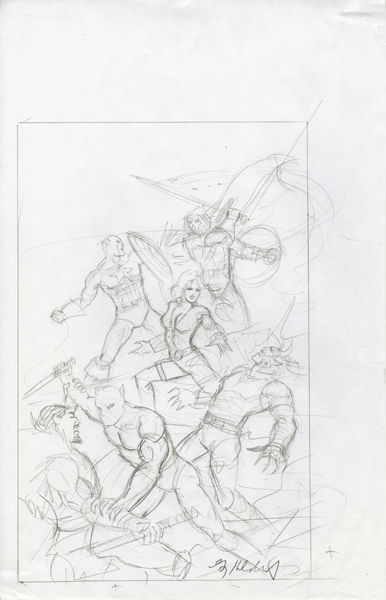 Secret Wars - Sketch #5, Greg Hildebrandt